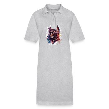 Indianer Totenkopf - Stanley/Stella Frauen Bio-Polokleid PAIGER - Grau meliert - Vorne