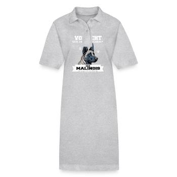 Vorsicht vor dem Frauchen der Malinois ist harmlos - Stanley/Stella Frauen Bio-Polokleid PAIGER - Grau meliert - Vorne