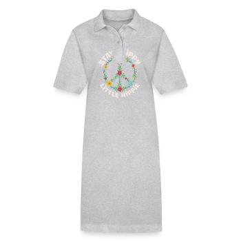 Stay Trippy Little Hippie Blumen Friedenszeichen - Stanley/Stella Frauen Bio-Polokleid PAIGER - Grau meliert - Vorne