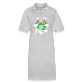 Be The Hippie Peace Sign Rainbow Hippie - Stanley/Stella PAIGER Organic Women’s Polo Dress - heather grey - Front