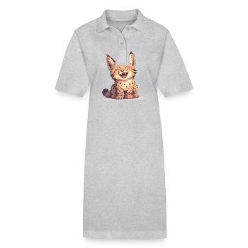 Bobcat's Bobcat, Bobcat, Bobcat, Bobcat, Lynx - Stanley/Stella PAIGER Organic Women’s Polo Dress - heather grey - Front