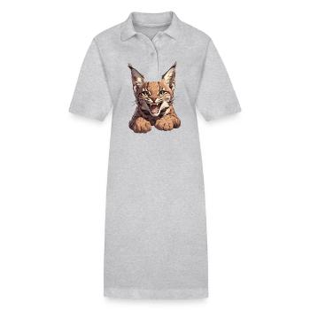 Bobcat's Bobcat, Bobcat, Bobcat, Bobcat, Lynx - Stanley/Stella PAIGER Organic Women’s Polo Dress - heather grey - Front