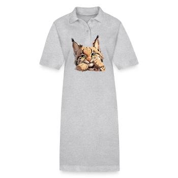 Bobcat's Bobcat, Bobcat, Bobcat, Bobcat, Lynx - Stanley/Stella PAIGER Organic Women’s Polo Dress - heather grey - Front