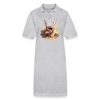 Bobcat's Bobcat, Bobcat, Bobcat, Bobcat, Lynx - Stanley/Stella PAIGER Organic Women’s Polo Dress - heather grey - Front