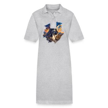 Bobcat's Bobcat, Bobcat, Bobcat, Bobcat, Lynx - Stanley/Stella PAIGER Organic Women’s Polo Dress - heather grey - Front