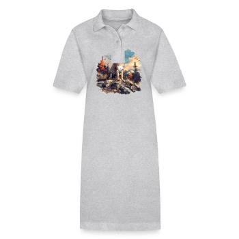 Bobcat's Bobcat, Bobcat, Bobcat, Bobcat, Lynx - Stanley/Stella PAIGER Organic Women’s Polo Dress - heather grey - Front