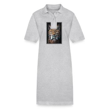 Bobcat's Bobcat, Bobcat, Bobcat, Bobcat, Lynx - Stanley/Stella PAIGER Organic Women’s Polo Dress - heather grey - Front