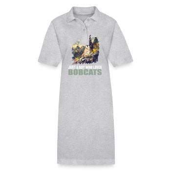 Bobcat's Bobcat, Bobcat, Bobcat, Bobcat, Lynx - Stanley/Stella PAIGER Organic Women’s Polo Dress - heather grey - Front