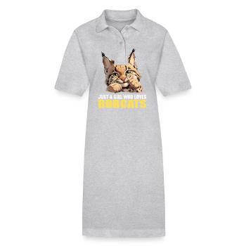 Bobcat's Bobcat, Bobcat, Bobcat, Bobcat, Lynx - Stanley/Stella PAIGER Organic Women’s Polo Dress - heather grey - Front