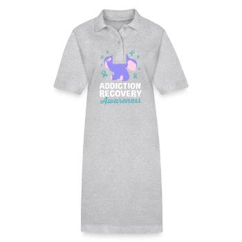 Drogenfrei Sucht Süchtig - Stanley/Stella Frauen Bio-Polokleid PAIGER - Grau meliert - Vorne
