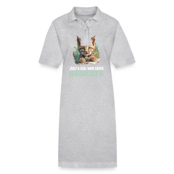 Bobcat's Bobcat, Bobcat, Bobcat, Bobcat, Lynx - Stanley/Stella PAIGER Organic Women’s Polo Dress - heather grey - Front