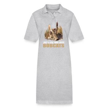 Bobcat's Bobcat, Bobcat, Bobcat, Bobcat, Lynx - Stanley/Stella PAIGER Organic Women’s Polo Dress - heather grey - Front