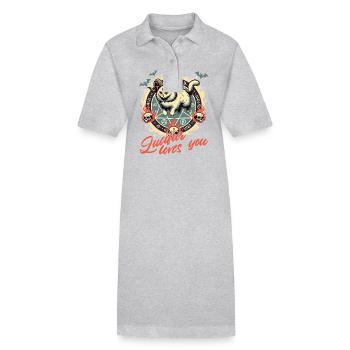 Lucifer t’aime motif de chat mystique - Robe polo bio PAIGER Stanley/Stella Femme - gris chiné - Devant
