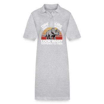 Les dinosaures n’ont pas appris les mathématiques Mathématicien drôle di - Robe polo bio PAIGER Stanley/Stella Femme - gris chiné - Devant