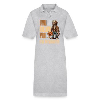 Halloween Gruseliger Hund Begleiter - Stanley/Stella Frauen Bio-Polokleid PAIGER - Grau meliert - Vorne