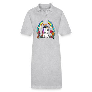 LGBT Regenbogen Einhorn Regenbogenfahne - Stanley/Stella Frauen Bio-Polokleid PAIGER - Grau meliert - Vorne