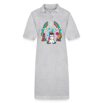 LGBT Regenbogen Regenbogenfahne Einhorn - Stanley/Stella Frauen Bio-Polokleid PAIGER - Grau meliert - Vorne