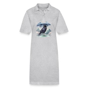 Vogel Vögel Regenschirm Wetter Küste Meer - Stanley/Stella Frauen Bio-Polokleid PAIGER - Grau meliert - Vorne