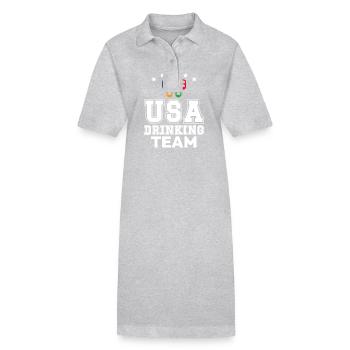 USA Drinking Team Dicton de boisson amusant - Robe polo bio PAIGER Stanley/Stella Femme - gris chiné - Devant