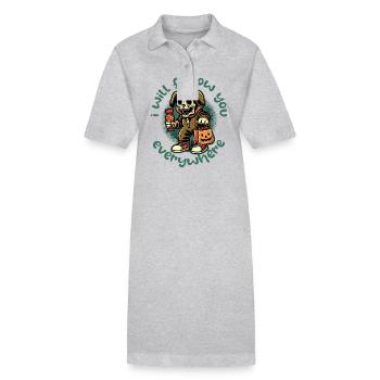 Gruseliger Halloween Skelett Hunde Stalker - Stanley/Stella Frauen Bio-Polokleid PAIGER - Grau meliert - Vorne