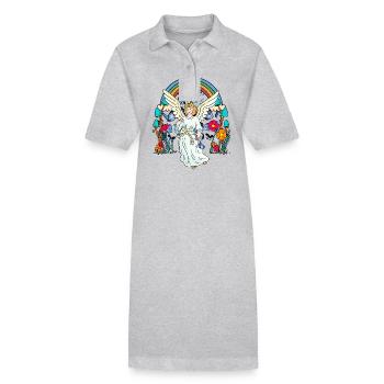 Arc en ciel Ange gardien Ange Papillons Fleur - Robe polo bio PAIGER Stanley/Stella Femme - gris chiné - Devant
