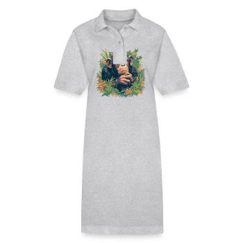 Chimpanzee Schimpansen Schimpanse - Stanley/Stella Frauen Bio-Polokleid PAIGER - Grau meliert - Vorne
