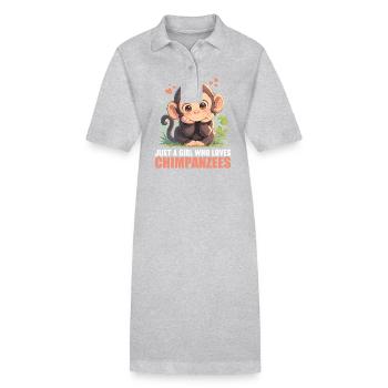 Chimpanzee Schimpansen Schimpanse - Stanley/Stella Frauen Bio-Polokleid PAIGER - Grau meliert - Vorne