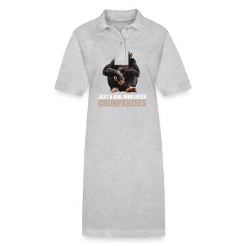Chimpanzee Schimpansen Schimpanse - Stanley/Stella Frauen Bio-Polokleid PAIGER - Grau meliert - Vorne