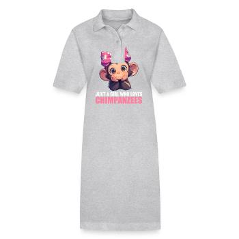 Chimpanzee Schimpansen Schimpanse - Stanley/Stella Frauen Bio-Polokleid PAIGER - Grau meliert - Vorne