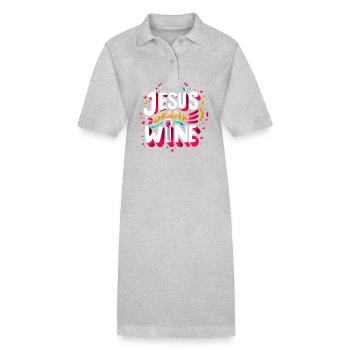 Jesus Drank Wine 11 - Stanley/Stella Frauen Bio-Polokleid PAIGER - Grau meliert - Vorne