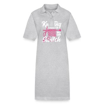 Knitting No Off Switch - Stanley/Stella PAIGER Organic Women’s Polo Dress - heather grey - Front