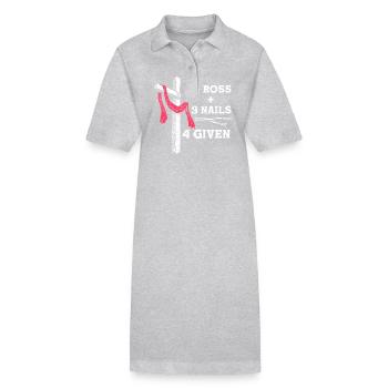 Christlicher Glaube - 1 Kreuz 3 Nägel 4 gegebene Botschaft - Stanley/Stella Frauen Bio-Polokleid PAIGER - Grau meliert - Vorne