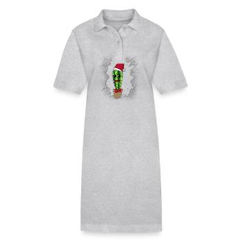 St. Nicholas Mother-in-law Christmas Cactus - Stanley/Stella PAIGER Organic Women’s Polo Dress - heather grey - Front