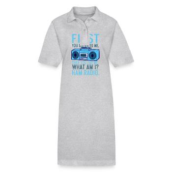 Écoute-moi Tu me manges Radio amateur - Robe polo bio PAIGER Stanley/Stella Femme - gris chiné - Devant