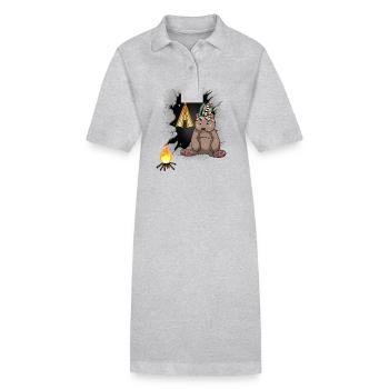 Schamanen Bär Tipi Lagerfeuer Wilder Westen - Stanley/Stella Frauen Bio-Polokleid PAIGER - Grau meliert - Vorne