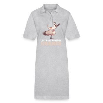 Kraniche Kranich - Stanley/Stella Frauen Bio-Polokleid PAIGER - Grau meliert - Vorne