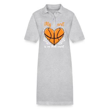 My Heart Is On That Court Basketball - Stanley/Stella PAIGER Organic Women’s Polo Dress - heather grey - Front
