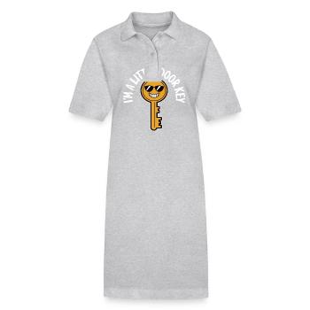 Je suis une petite clé de porte drôle jeu de mots humour humour - Robe polo bio PAIGER Stanley/Stella Femme - gris chiné - Devant