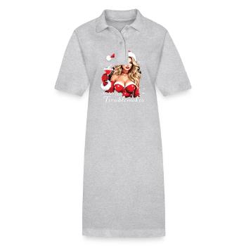 Chapeau de Noël Little Troublemaker du Père Noël - Robe polo bio PAIGER Stanley/Stella Femme - gris chiné - Devant