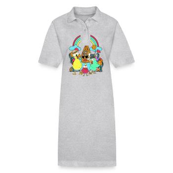 Rainbow Hippie Teepee Chickens Stoner Chicken - Stanley/Stella PAIGER Organic Women’s Polo Dress - heather grey - Front