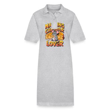 Napping Cheddar Lover für einen Käseliebhaber - Stanley/Stella Frauen Bio-Polokleid PAIGER - Grau meliert - Vorne