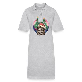 Chat de Noël Père Noël Père Noël Père Noël - Robe polo bio PAIGER Stanley/Stella Femme - gris chiné - Devant