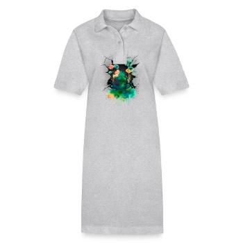 Mystique, Nature, Amoureux de la nature, Fleurs, Yoga - Robe polo bio PAIGER Stanley/Stella Femme - gris chiné - Devant