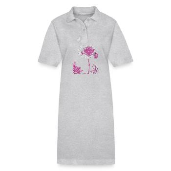 Mandala Flamingo Flamingo Wasservogel Flamingo - Stanley/Stella Frauen Bio-Polokleid PAIGER - Grau meliert - Vorne