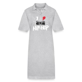 J’aime le hip hop Hip hop Musique hip hop Boombox Rap - Robe polo bio PAIGER Stanley/Stella Femme - gris chiné - Devant