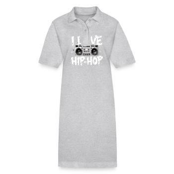 J’aime le hip hop Hip hop Musique hip hop Boombox Rap - Robe polo bio PAIGER Stanley/Stella Femme - gris chiné - Devant