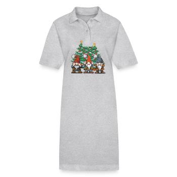 Tannenbaum Zwerge Zwerg Wichtel Märchen Xmas - Stanley/Stella Frauen Bio-Polokleid PAIGER - Grau meliert - Vorne