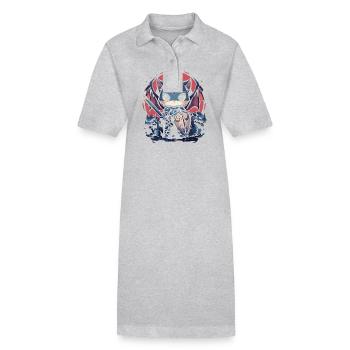 Epic Cat Knight With Dragon Companions In - Stanley/Stella PAIGER Organic Women’s Polo Dress - heather grey - Front