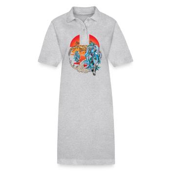 Mystisch Wildpferde Pferd Pferde Natur Reiterin - Stanley/Stella Frauen Bio-Polokleid PAIGER - Grau meliert - Vorne