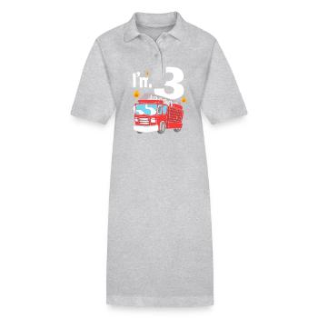 Camion de pompiers Fête d’anniversaire des enfants - Robe polo bio PAIGER Stanley/Stella Femme - gris chiné - Devant